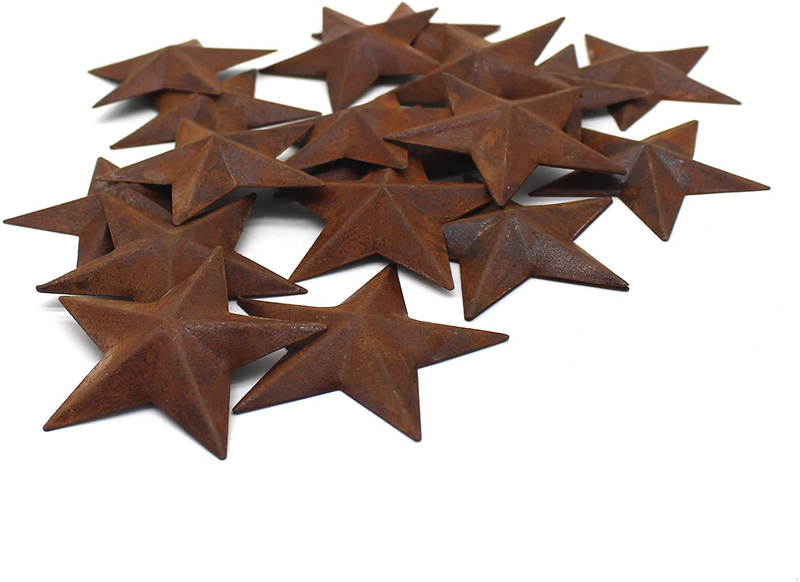 CVHOMEDECO. Primitives Rustic Country Décor. Rusty Small Metal Barn Star Home Decorative Accents, 2-Inch, Set of 24 Home & Garden > Decor > Artwork > Sculptures & Statues CVHOMEDECO. 2-1/2"  