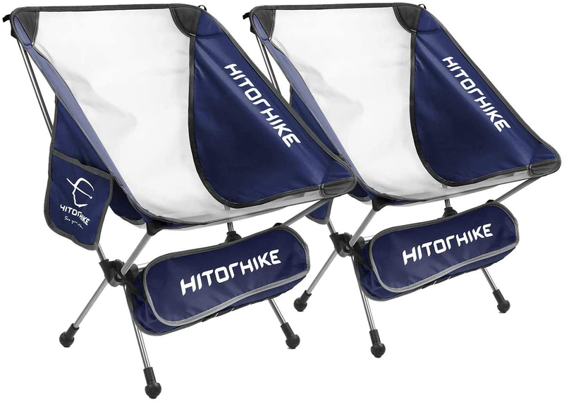 Hitorhike Camping Chair Breathable Mesh Construction 2 Side Pockets Aluminum Frame Camp Chair with Carry Bag Compact and Lightweight Folding Chair for Backpacking and Camping 2PACK Sporting Goods > Outdoor Recreation > Camping & Hiking > Camp Furniture HITORHIKE Navy Blue  