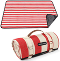 Picnic Blanket Beach Blanket Portable with Carry Strap, Large Foldable Picnic Rug Machine Washable for Outdoor Camping Party,Wet Grass,Hiking,Kids Playground. Home & Garden > Lawn & Garden > Outdoor Living > Outdoor Blankets > Picnic Blankets GOOD GAIN Wide Red Stripe  