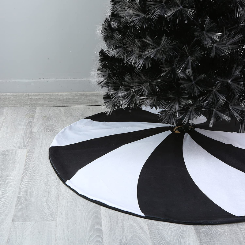 Sattiyrch Halloween Tree Skirt, Holiday Decoration for Christmas Tree (Black and White, 48in) Home & Garden > Decor > Seasonal & Holiday Decorations > Christmas Tree Skirts Sattiyrch Black and White 48in 