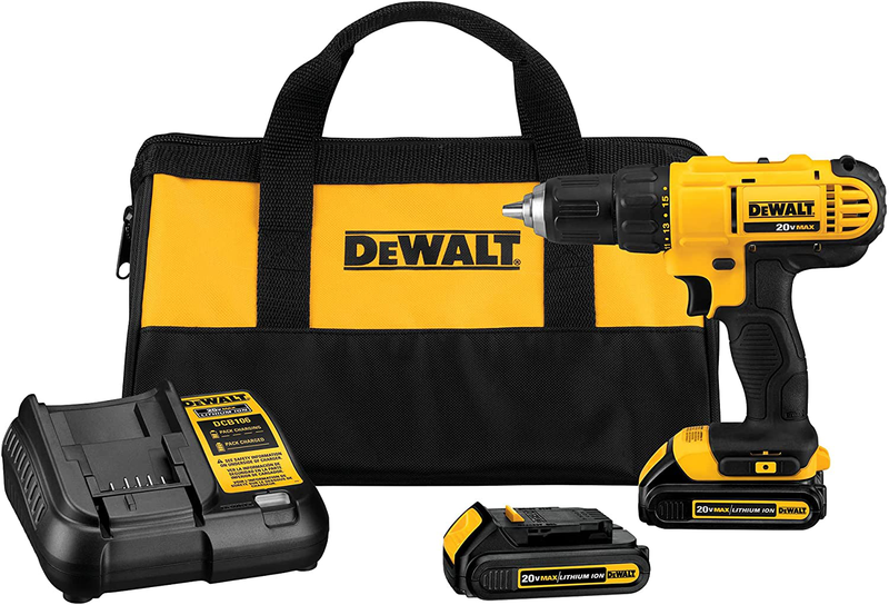 DEWALT 20V Max Cordless Drill / Driver Kit, Compact, 1/2-Inch (DCD771C2) Hardware > Tools > Multifunction Power Tools Dewalt Compact Drill/Driver  