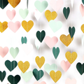 Sage-Green Mint Pink-Gold Love-Heart Garland - 52Ft Rustic Wedding Hanging Decoration Streamer Banner,Valentines Mothers Day Bachelorette Bridal Shower Engagement Party Bunting Lasting Surprise Arts & Entertainment > Party & Celebration > Party Supplies Lasting Surprise Sage Green Mint Pink Heart  
