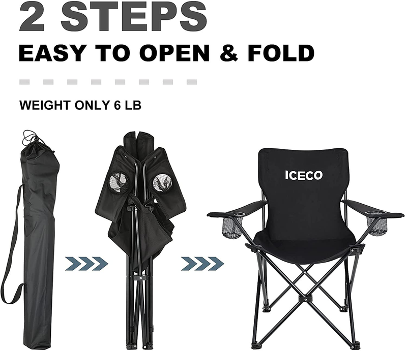 ICECO Camping Chairs for Adult, Ultralight Folding Chairs for Outside, Portable Chairs Compact with Double Cup Holders Carrying Bag for Fishing Hiking BBQ Picnic Festival Sporting Goods > Outdoor Recreation > Camping & Hiking > Camp Furniture ICECO   