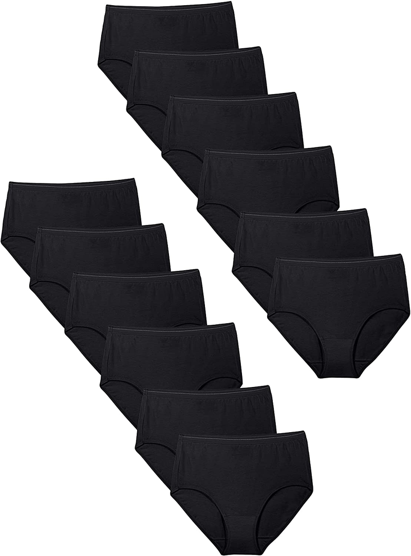 Fruit of the Loom Women's Tag Free Cotton Brief Panties (Regular & Plus Size) Apparel & Accessories > Clothing > Underwear & Socks > Underwear Fruit of the Loom Brief - 12 Pack - Black Brief 6