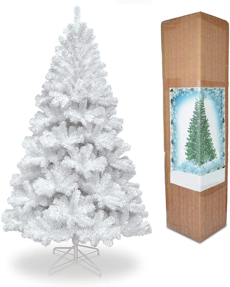 SHATCHI Alaskan Pine Black/Green/White Christmas Bushy Looking Artificial Tree with Metal Stand Xmas Home Décor, 7Ft/210CM Home & Garden > Decor > Seasonal & Holiday Decorations > Christmas Tree Stands Shatchi White 5ft 