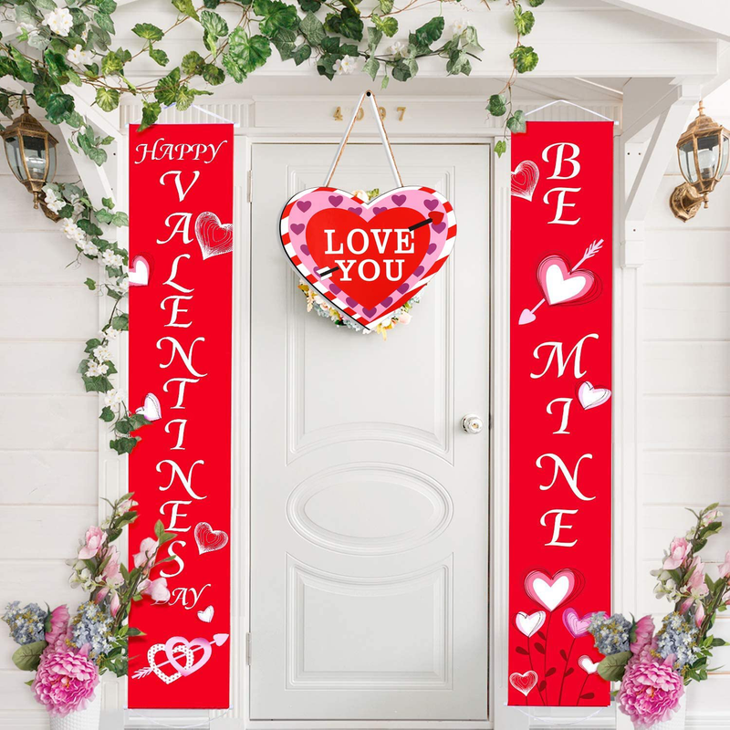 Gigoitly 11.4” Valentine’S Day Heart Shaped Welcome Sign Red Love You Wooden Wreaths for Wedding Anniversary Home Decor Girlfriend Gifts Home & Garden > Decor > Seasonal & Holiday Decorations Gigoitly   
