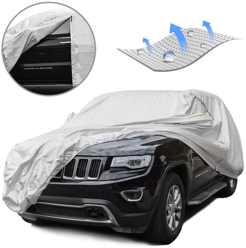 Tecoom Light Shell Breathable Material Classic Zipper Design Waterproof UV-Proof Windproof Car Cover for All Weather Indoor Outdoor Fit 180-195 inches SUV  Tecoom YL: Fit 180-195 inches SUV  