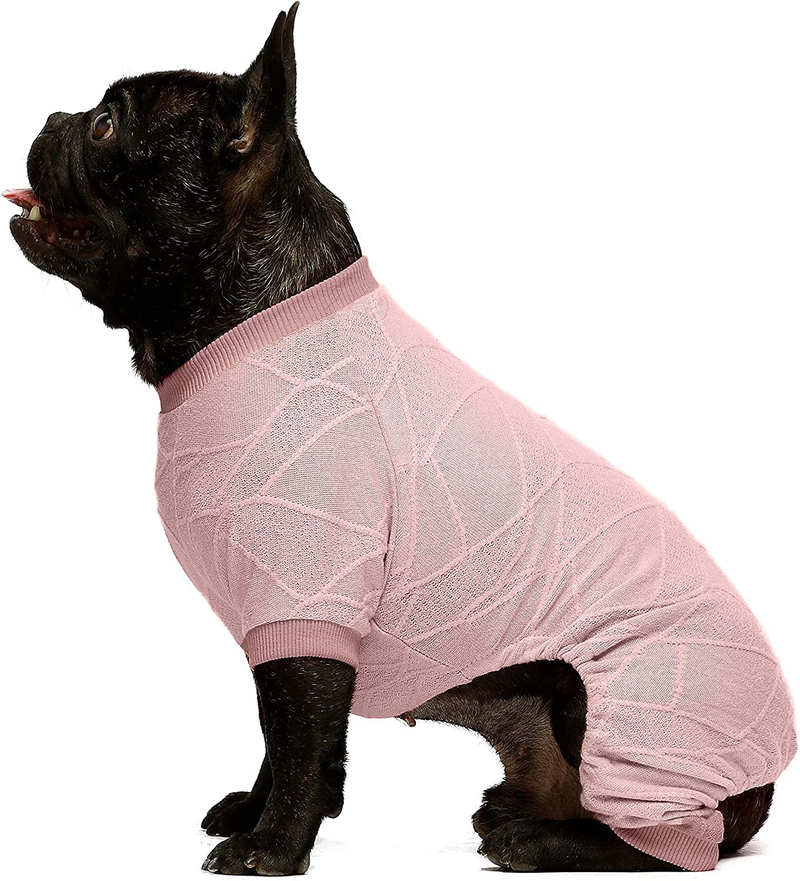 Fitwarm Soft Dog Pajamas Thermal Puppy Clothes Breathable Dogs Onesie Lightweight Doggie Crewneck Sweater 4 Legs Pet Winter Apparel Cat PJS