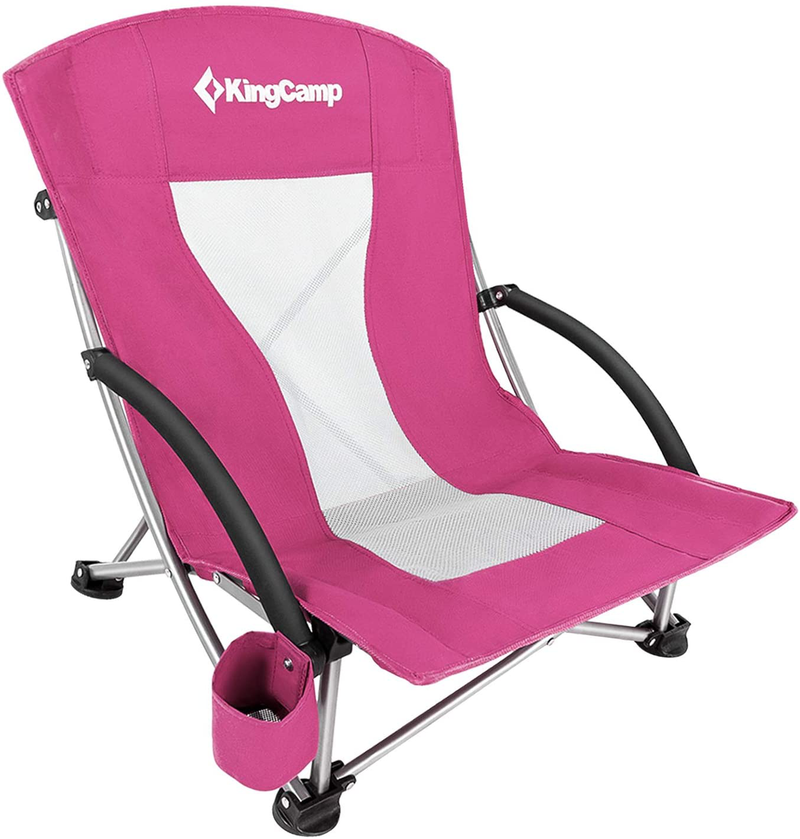 Kingcamp Low Sling Beach Chair for Camping Concert Lawn, Low and High Mesh Back Two Versions Sporting Goods > Outdoor Recreation > Camping & Hiking > Camp Furniture KingCamp Lowback_rose  