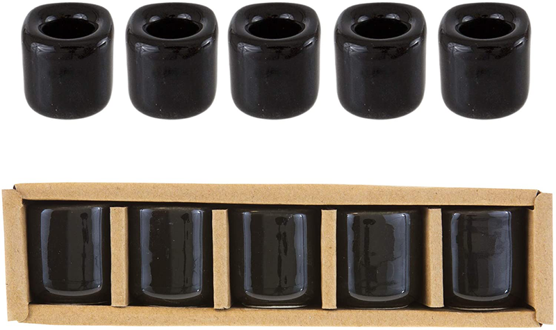 Mega Candles 5 pcs Black Ceramic Chime Ritual Spell Candle Holders, Great for Casting Chimes, Rituals, Spells, Vigil, Witchcraft, Wiccan Supplies & More
