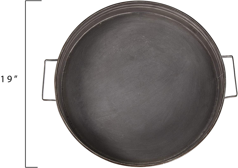 Creative Co-Op Round Decorative Iron Tray with Handles Home & Garden > Decor > Decorative Trays Creative Co-Op   