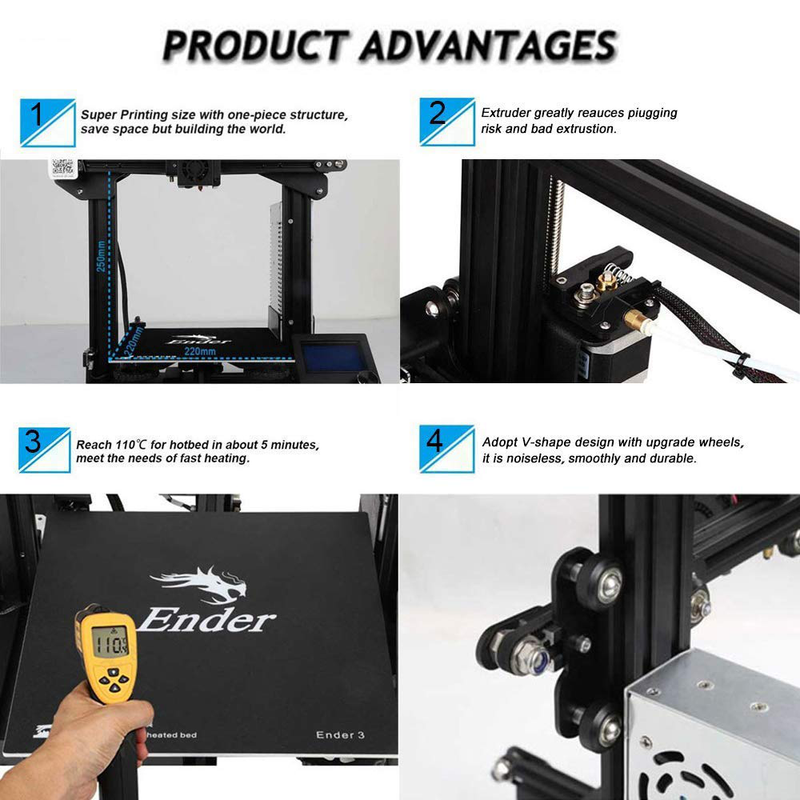 Official Creality Ender 3 3D Printer Fully Open Source with Resume Printing Function DIY 3D Printers Printing Size 220x220x250mm Electronics > Print, Copy, Scan & Fax > 3D Printers Comgrow   