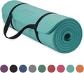 Gaiam Essentials Thick Yoga Mat Fitness & Exercise Mat with Easy-Cinch Yoga Mat Carrier Strap, 72"L x 24"W x 2/5 Inch Thick  Gaiam Teal  