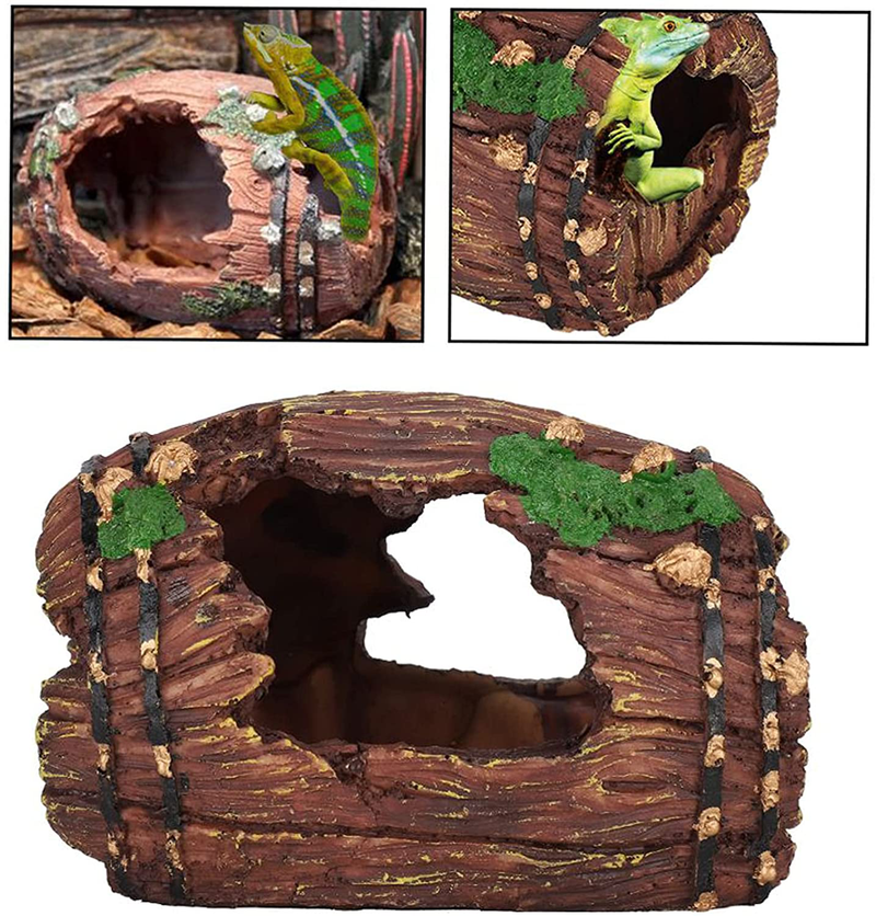 HERCOCCI Leopard Gecko Tank Accessories, Coconut Shell Hideout Cave Reptile Climbing Vine Habitat Decor with Hanging Reptile Plants for Chameleon Lizard Snake Hermit Crab Animals & Pet Supplies > Pet Supplies > Reptile & Amphibian Supplies HERCOCCI   