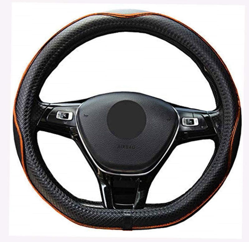 Mayco Bell Microfiber Leather Car Medium Steering wheel Cover (14.5''-15'',Black Dark Blue)