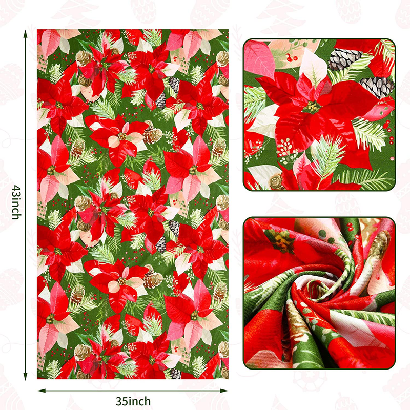 Christmas Polyester Fabric Sheet 43 x 35 Inch Christmas Flower Pattern Square Fabric Floral Printed Fabric Patchwork Quilting Craft Fabric for Sewing Quilting Apparel Craft Home Decor