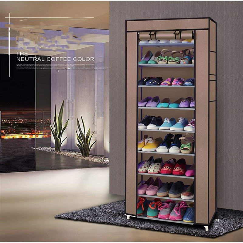 SLCSY Fashionable Room-Saving 9 Lattices Non-Woven Fabric Shoe Rack Shoe Storage Cabinet Organizer (Coffee) Furniture > Cabinets & Storage > Armoires & Wardrobes SLCSY coffee  