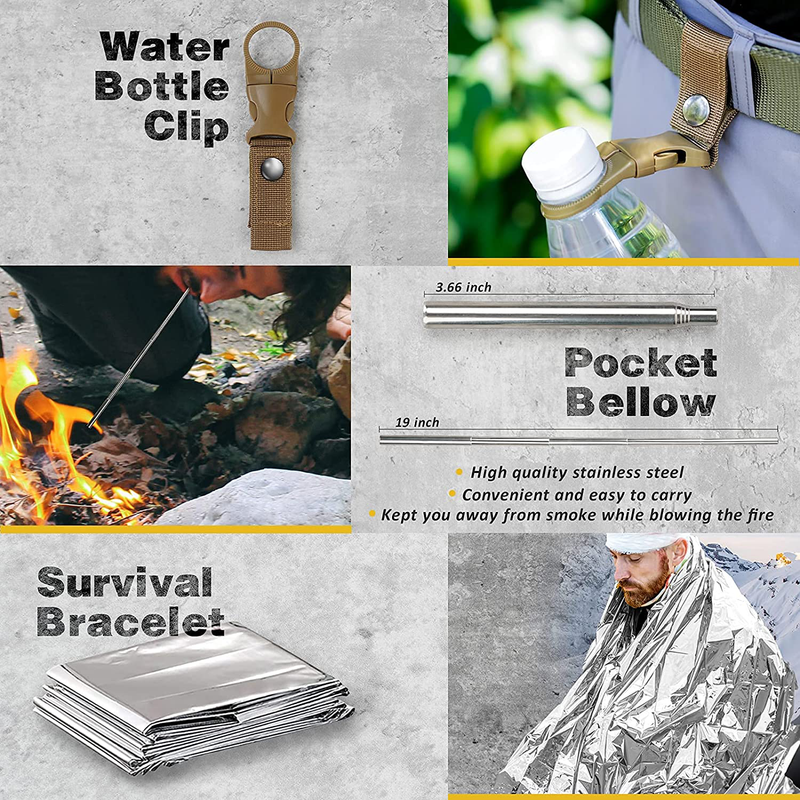Gifts for Men Dad Husband, Survival Gear and Equipment 12 in 1, Survival Kit, Christmas Stocking Stuffers, Fishing Hunting Camping Birthday Gifts for Him Teen Boy Boyfriend Women, Cool Gadgets Stuff