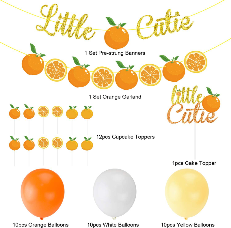 Little Cutie Baby Shower Decorations Little Cutie Citrus Garland Orange Cake Cupcake Toppers Balloons for Hey Cutie Birthday Party Supplies Tangerine Theme Baby Shower Clementine Fruit Party Decors