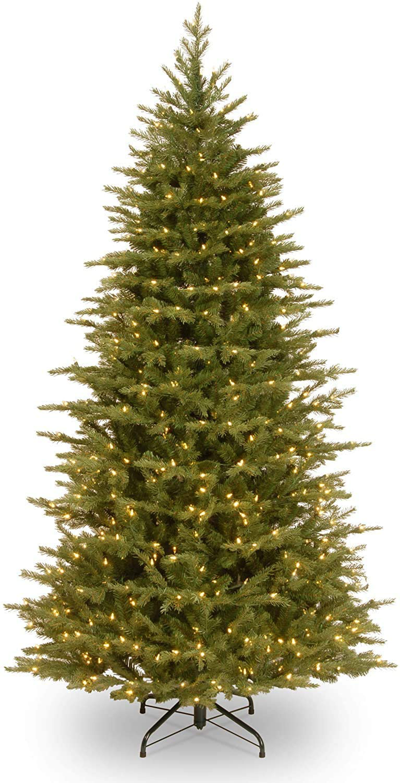 National Tree Company 'Feel Real' Pre-lit Artificial Christmas Tree | Includes Pre-strung Multi-Color LED Lights and Stand | Nordic Spruce Slim - 7.5 ft Home & Garden > Decor > Seasonal & Holiday Decorations > Christmas Tree Stands National Tree 6.5 ft  