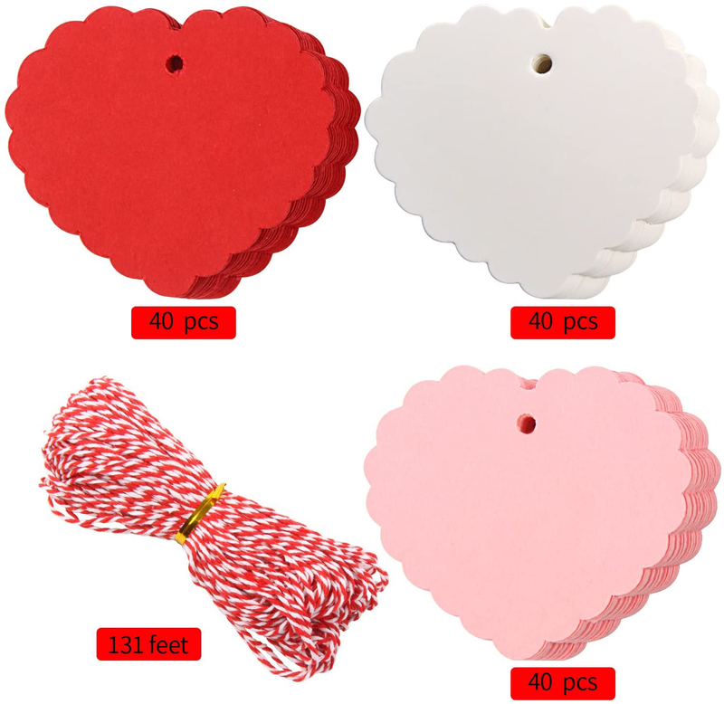 DIYASY Valentine Heart Gift Tags,120 Pcs Kraft Paper Hanging Tags with String for Valentine'S Day,Wedding and Mother'S Day Gift Wrapping(Red,Pind,White) Home & Garden > Decor > Seasonal & Holiday Decorations DIYASY   