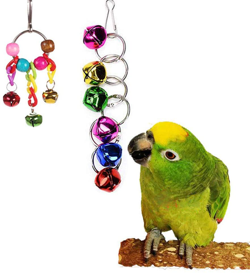 ESRISE 7 Pcs Bird Parakeet Cockatiel Parrot Toys, Hanging Bell Pet Bird Cage Hammock Swing Climbing Ladders Toy Wooden Perch Chewing Toy for Small Parrots, Conures, Love Birds, Finche Animals & Pet Supplies > Pet Supplies > Bird Supplies > Bird Toys ESRISE   