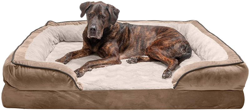 Furhaven Orthopedic, Cooling Gel, and Memory Foam Pet Beds for Small, Medium, and Large Dogs and Cats - Luxe Perfect Comfort Sofa Dog Bed, Performance Linen Sofa Dog Bed, and More Animals & Pet Supplies > Pet Supplies > Dog Supplies > Dog Beds Furhaven Velvet Waves Brownstone Sofa Bed (Full Support Orthopedic Foam) Jumbo Plus (Pack of 1)
