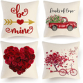 Oscenlife Valentines Day Pillow Covers 18X18 Set of 4, Red Love Heart Decor Valentine'S Day Throw Pillows Decorative Cushion Cases for Sofa Couch Home Wedding Party Home & Garden > Decor > Seasonal & Holiday Decorations OscenLife Style 2  