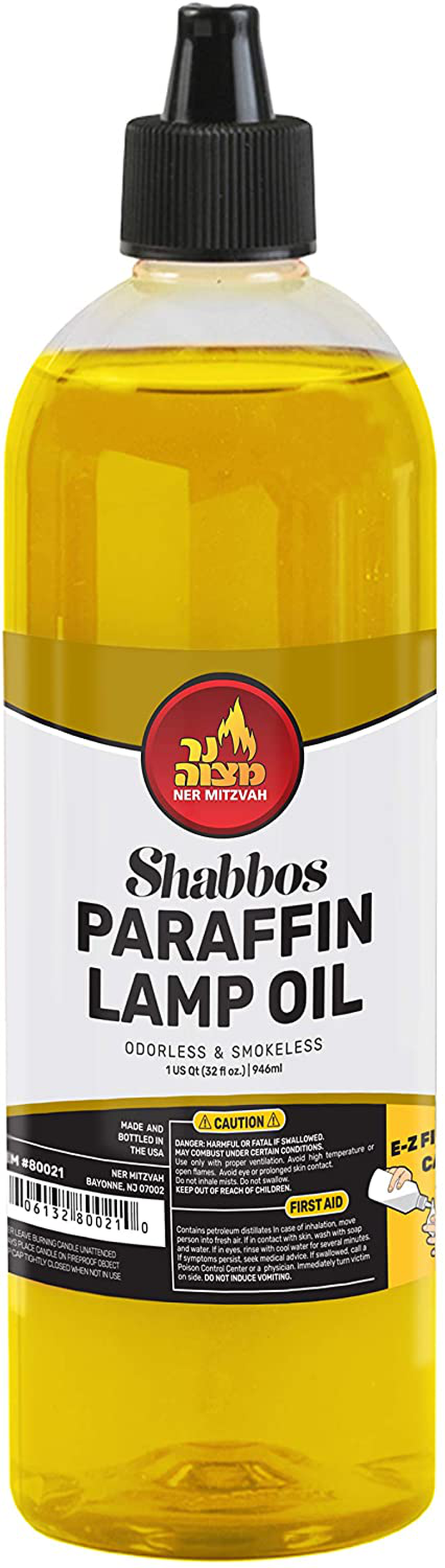 Ner Mitzvah Paraffin Lamp Oil - Yellow Smokeless, Odorless, Clean Burning Fuel for Indoor and Outdoor Use with E-Z Fill Cap and Pouring Spout - 32oz Home & Garden > Lighting Accessories > Oil Lamp Fuel Ner Mitzvah Default Title  
