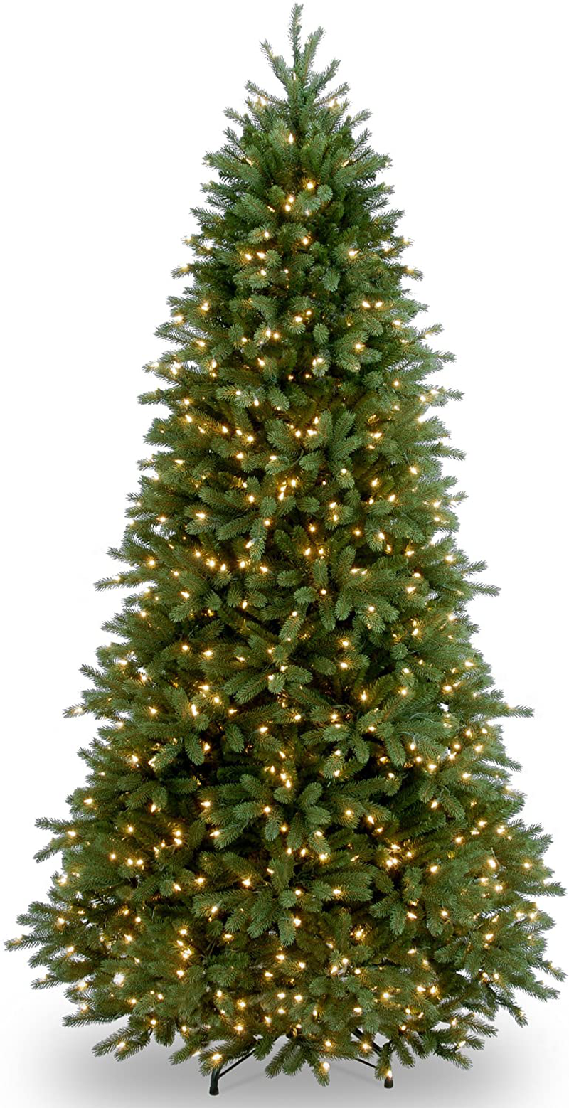 National Tree Company 'Feel Real' Pre-lit Artificial Christmas Tree | Includes Pre-strung White Lights and Stand | Jersey Fraser Fir Slim- 7.5 ft Home & Garden > Decor > Seasonal & Holiday Decorations > Christmas Tree Stands National Tree 7.5 ft  