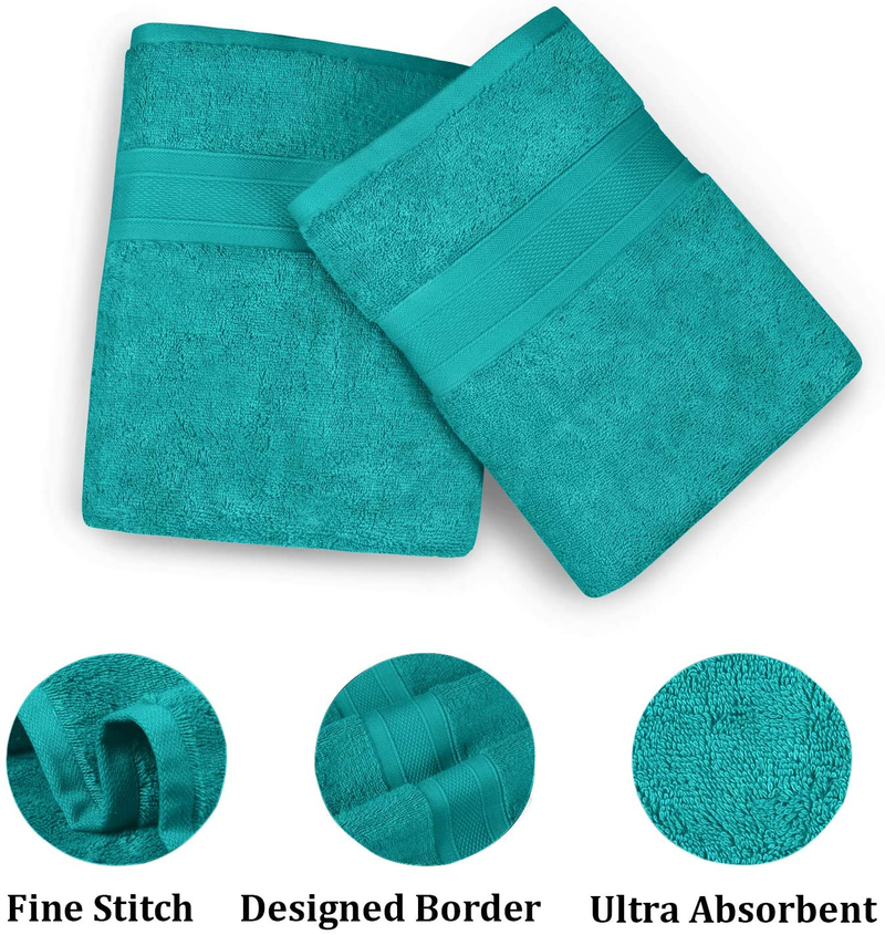 TRIDENT Soft and Plush, 100% Cotton, Highly Absorbent, Bathroom Towels, Super Soft, 6 Piece Towel Set (2 Bath Towels, 2 Hand Towels, 2 Washcloths), 500 GSM, Teal Home & Garden > Linens & Bedding > Towels TRIDENT   