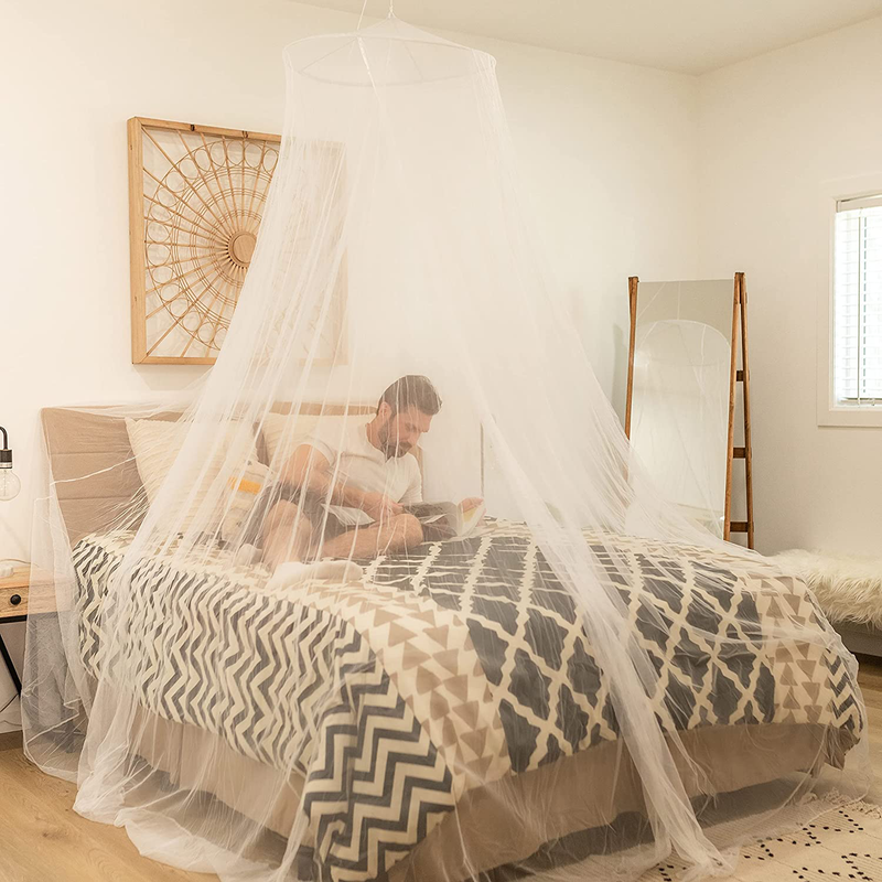 EVEN NATURALS Luxury Mosquito Net Bed Canopy, Large: for Single to Queen Size, Quick Easy Installation, Finest Holes: Mesh 300, Curtain Netting with Entry, Storage Bag, No Chemicals Added