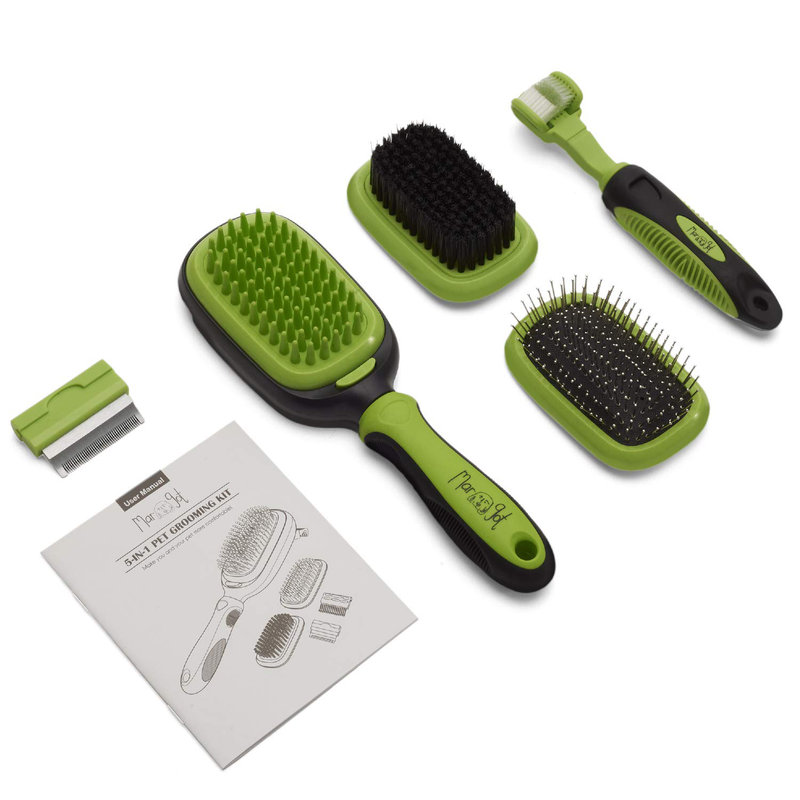 Complete 5 in 1 Pet Grooming Kit For Dogs & Cats - Professional Cat & Dog Brush Set Includes Pin, Bristle, Bath Brushes, Deshedding, Dematting Combs & Pet Toothbrush - Great For All Types Of Pet Hair Animals & Pet Supplies > Pet Supplies > Cat Supplies Margot Default Title  