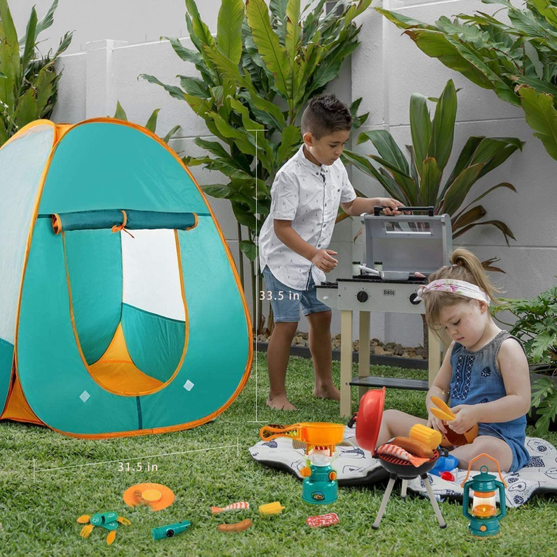 Mitcien Kids Camping Tent Gear Set Pop up Play Tent with Pretend BBQ Toys Camping Tools for Toddlers Boys Girls for Indoor and Outdoor Sporting Goods > Outdoor Recreation > Camping & Hiking > Tent Accessories MITCIEN   