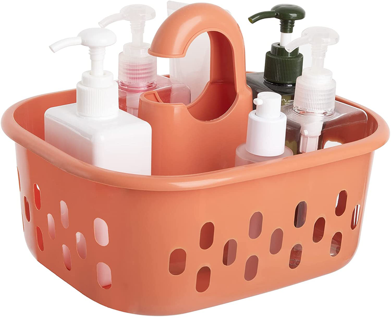 Portable Storage Basket, Plastic Storage Bins with Handle for Dorm, Bathroom, Garden, Cleaning Supplies, Blue