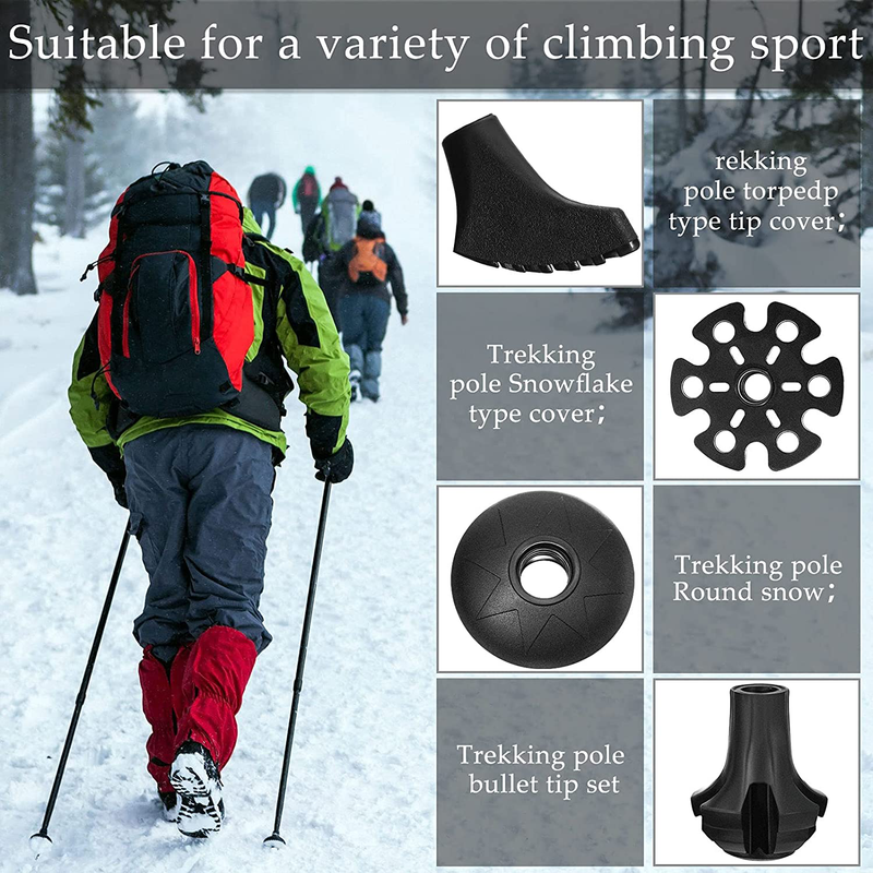 Outus 16 Pieces Trekking Pole Accessories Rubber Tip Sticks Set, Includes Snow round Ski Mud Basket Removable Mud Ski Basket Pole Tip Protectors Rubber Replacement Tips for Hiking Poles Hiking Sporting Goods > Outdoor Recreation > Camping & Hiking > Hiking Poles Outus   