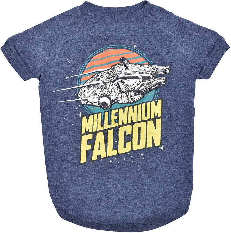 Star Wars for Pets Millennium Falcon Dog Tee, Blue - Star Wars Dog Shirt for All Sized Dogs - Soft Cute and Comfortable Dog Clothing and Apparel, Multiple Sizes Animals & Pet Supplies > Pet Supplies > Cat Supplies > Cat Apparel Marvel 1 XXL 