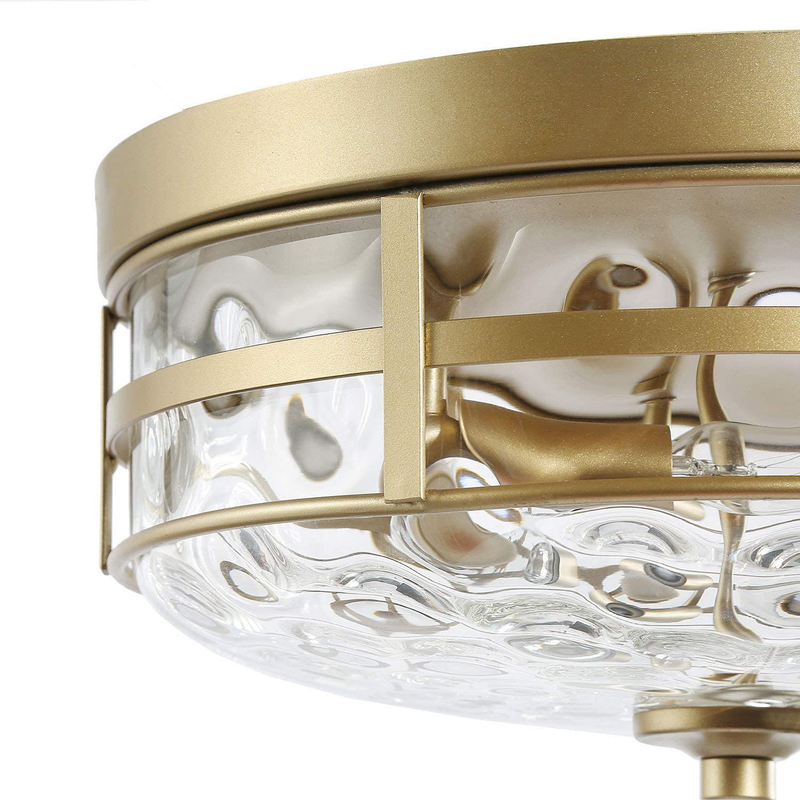 KSANA Gold Modern Flush Mount Ceiling Light Fixture with Water Ripple Glass for Bedroom, Hallway, Kitchen, Dining & Living Room, Foyer and Bathroom Home & Garden > Lighting > Lighting Fixtures > Ceiling Light Fixtures KOL DEALS   
