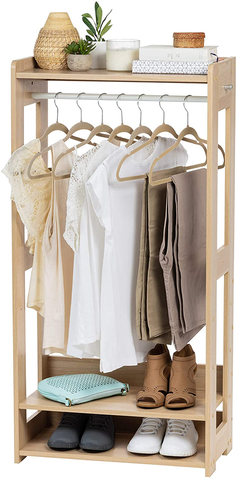 IRIS USA KWR-LB Clothing Garment Rack, Natural Furniture > Cabinets & Storage > Armoires & Wardrobes IRIS USA, Inc. Natural Garment Rack 