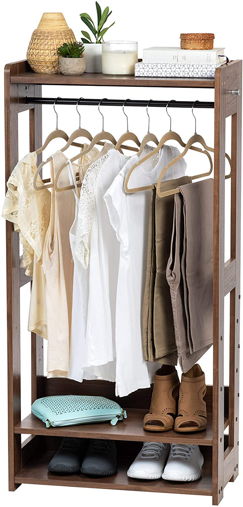 IRIS USA KWR-LB Clothing Garment Rack, Natural Furniture > Cabinets & Storage > Armoires & Wardrobes IRIS USA, Inc. Dark Brown Garment Rack 