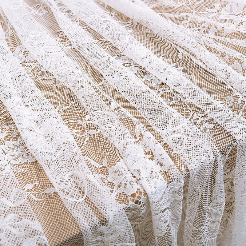 Lace Tablecloth White Table Cloth Wedding Decorations for Reception 60 x 120 inch Rustic Lace Fabric Tea Party Bridal Shower Decorations