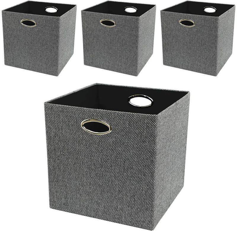 Storage Bins Storage Cubes, 13×13 Fabric Storage Boxes Foldable Baskets Containers Drawers for Nurseries,Offices,Closets,Home Décor ,Set of 4 ,Grey-white Striped Home & Garden > Decor > Seasonal & Holiday Decorations Posprica Mixed of Black/Beige 13×13×13/4pcs 