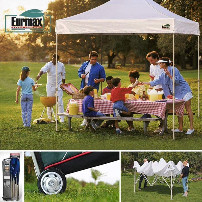 Eurmax 8x8 Feet Ez Pop up Canopy, Outdoor Canopies Instant Party Tent, Sport Gazebo with Roller Bag,Bonus 4 Canopy Sand Bags (White) Home & Garden > Lawn & Garden > Outdoor Living > Outdoor Structures > Canopies & Gazebos Eurmax   