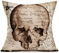 Fukeen Vintage Skull Human Skeleton Hands Throw Pillow Covers Something Wicked This Way Comes Halloween Quotes Decorative Pillow Cases Cushion Cover Home Couch Decor Cotton Linen Pillow Shams 18"x18"