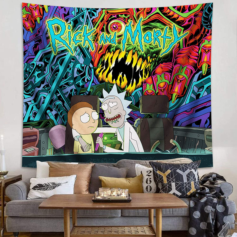 Rick and Morty Tapestry Anime Tapestry for Boys Bedroom Dorm Birthday Decoration Gifts 51.2 x 59.1 in Home & Garden > Decor > Artwork > Decorative Tapestries Wieco rick 2 51.2x59.1in 