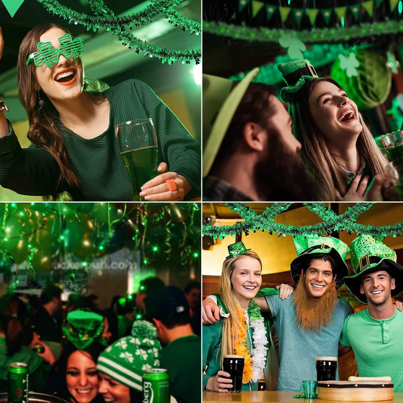 St Patricks Day Decorations, St Patricks Day Decorations for the Home with Banner Garland Hanging Shamrock Swirl for Irish Lucky Party Supplies (Including 16.4Ft Green Luminous Light String) Arts & Entertainment > Party & Celebration > Party Supplies ZHUPIG   