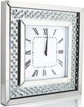 Silver Square Mirror Clock Crystal Sparkle Twinkle Bling Floating Diamond Mirrored Large Wall Clock 20x20x2inches for Wall Decoration Silver Glass Mirror Home Décor. AA Battery is not Included. Home & Garden > Decor > Clocks > Wall Clocks DMDFIRST Diamond Silver  
