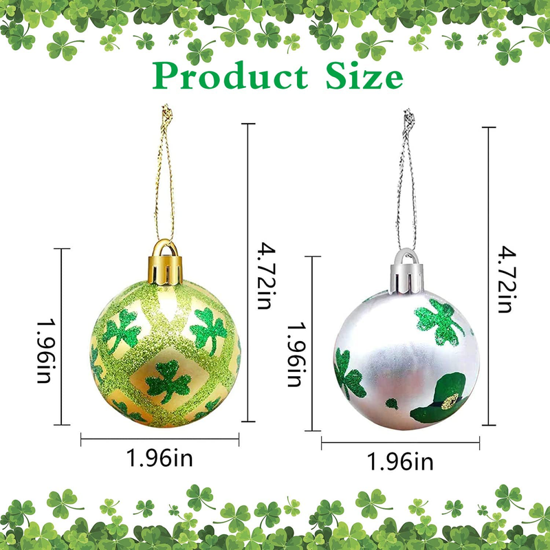Medoore 12 Pieces St Patrick Ornament Ball-St. Patrick'S Shamrock Hanging Ball Ornament, Good Luck Clover Decoration Baubles for Tree Baubles Table Shelf Festival Decorations, 3 Styles Arts & Entertainment > Party & Celebration > Party Supplies Medoore   