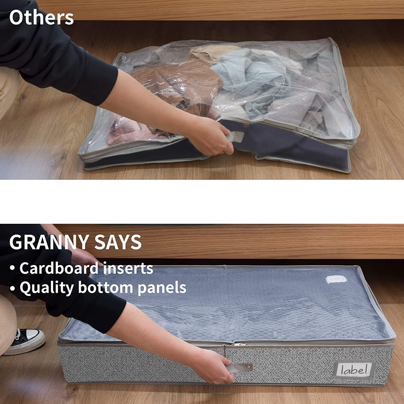 GRANNY SAYS under the Bed Storage Containers 2-Pack Storage Bins for under Bed Gray Underbed Storage Bag with Sturdy Bottom Panel Furniture > Cabinets & Storage > Armoires & Wardrobes GRANNY SAYS   
