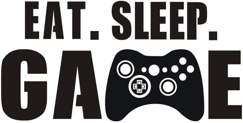 Eat Sleep Game Wall Decal, Video Gamer Boy Wall Sticker, Vinyl Game Décor Wall Stickers Art Design Stickers Wall for Home Playroom Bedroom Game Boys Room (Black, 27.5''L x 14''H) Arts & Entertainment > Hobbies & Creative Arts > Arts & Crafts > Art & Crafting Materials > Embellishments & Trims > Decorative Stickers hatisan 27.5''L x 14''H  